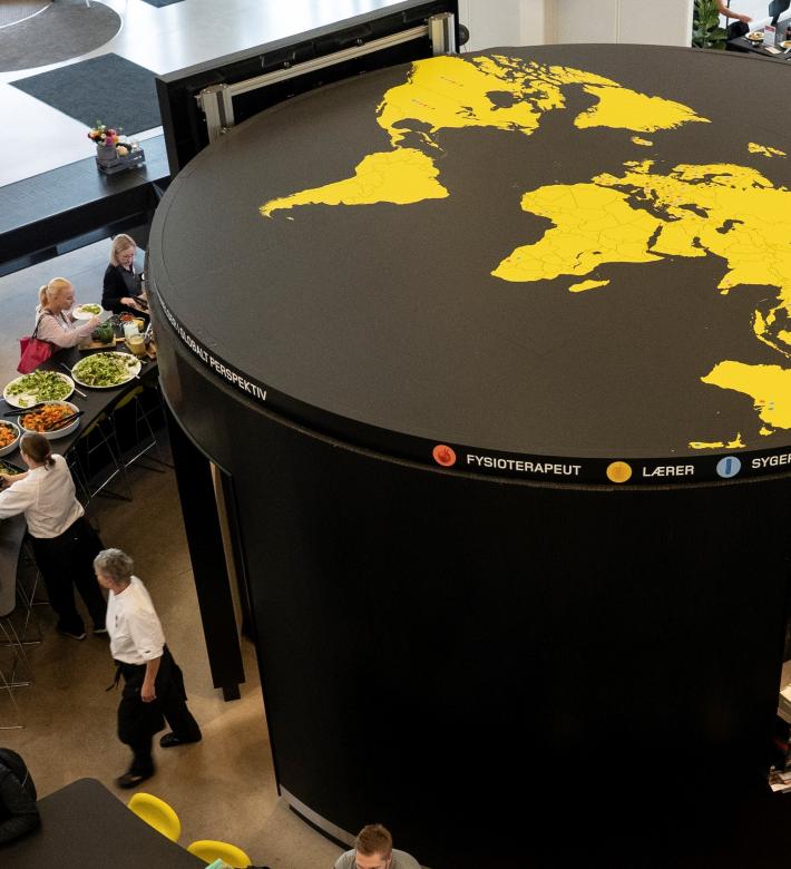 World map at Campus Roskilde