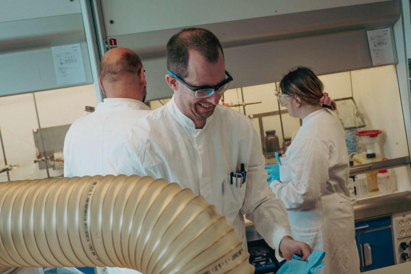 lab with colleagues at Lundbeck